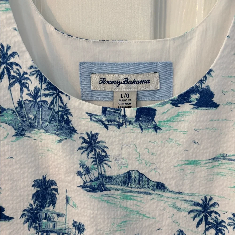 Tommy Bahama Blue and White Island Print Dress - Picture 4 of 6